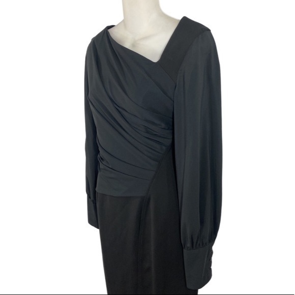 NWOT Reiss black asymmetric neckline blouson sleeve dress BB22 - Picture 7 of 14